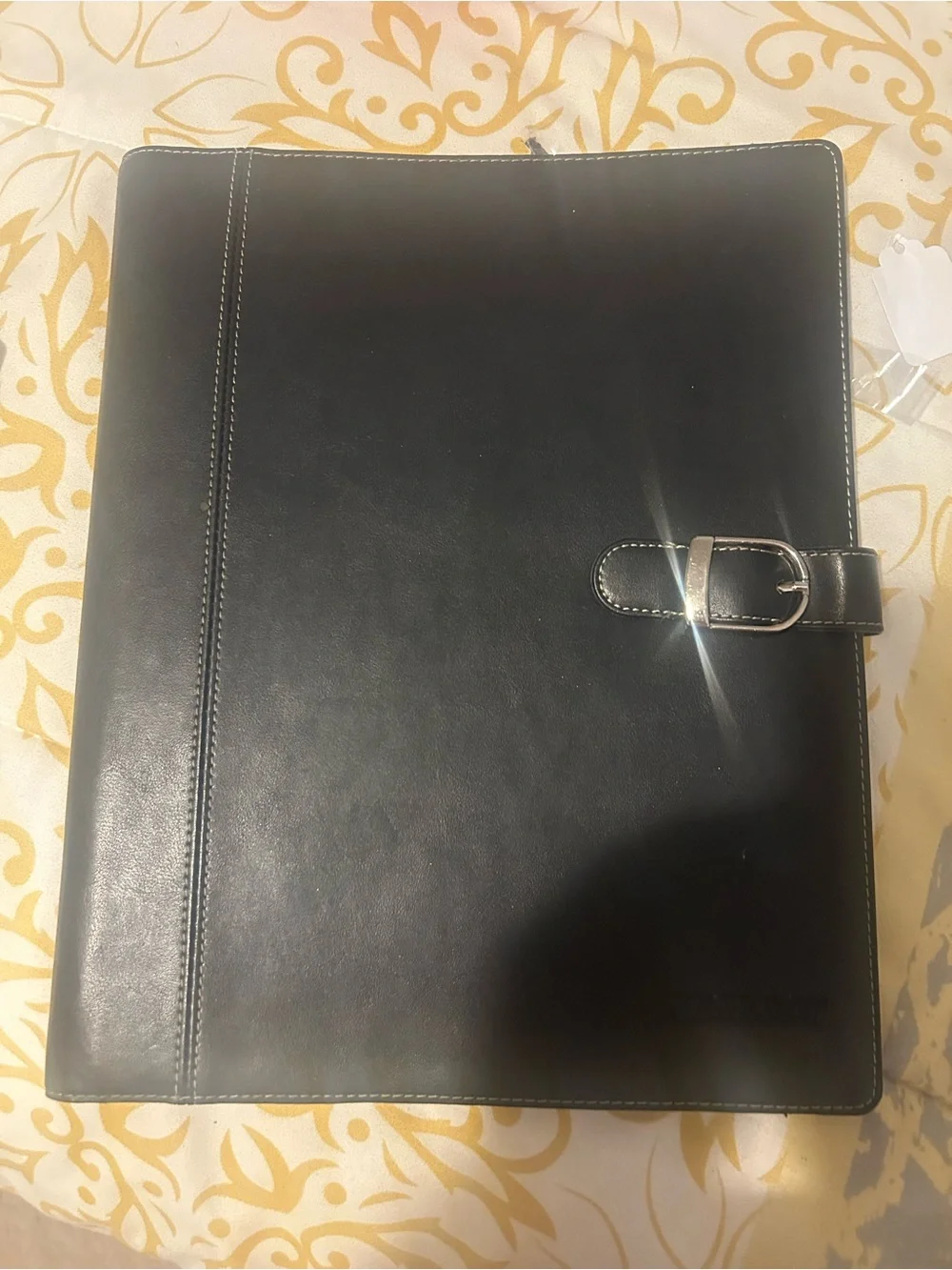 At-a-Glance Black Leather Portfolio Folio with Buckle Closure